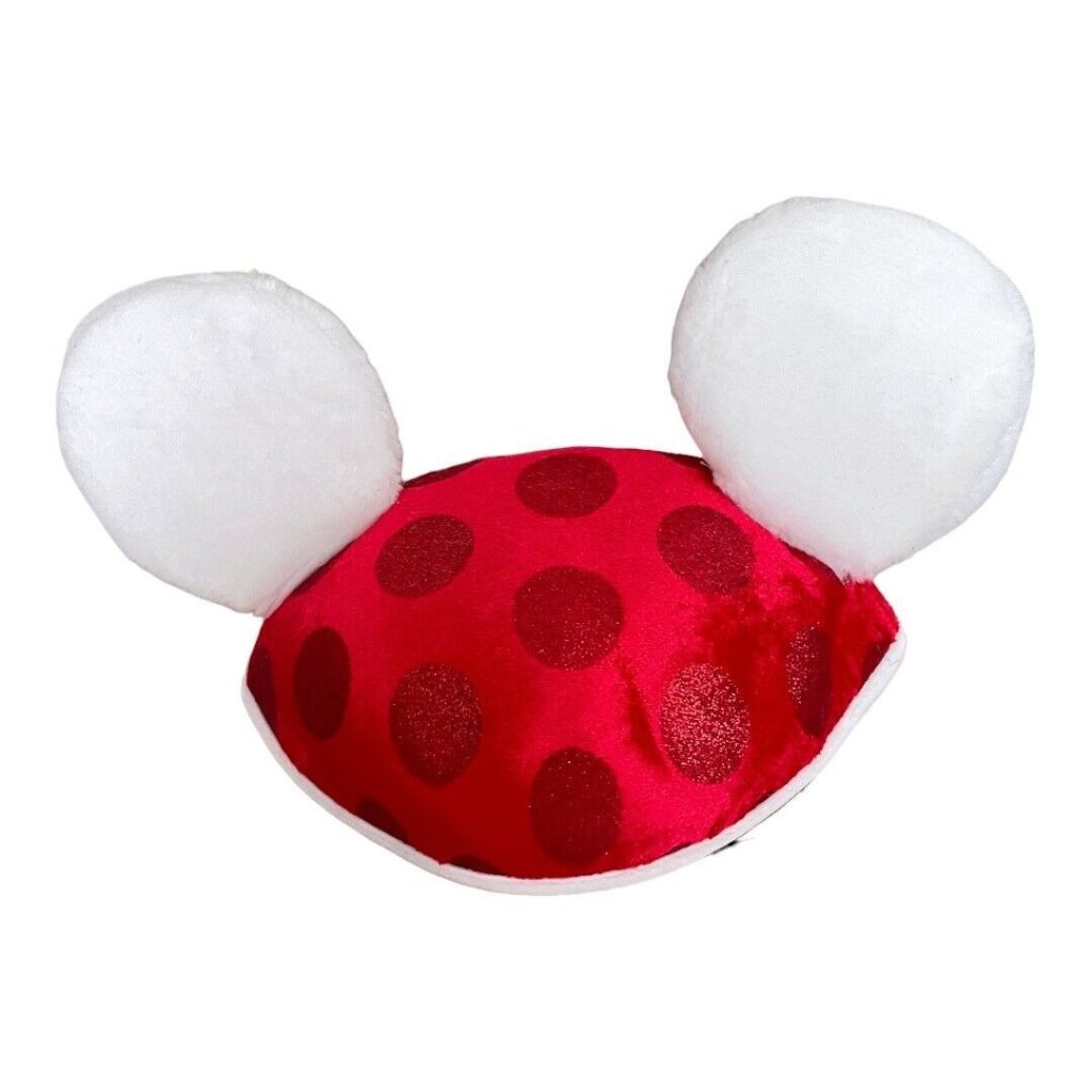 Disney Parks Red Mickey Mouse Ear Hat Youth Sized White Furry Ears Cap
